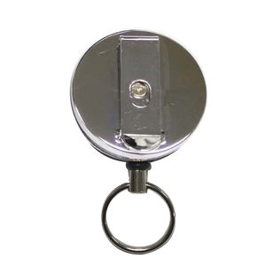 Carrete de Llave Retráctil FOCUS - Cubierta de Plástico y Base de Metal, 52 mm de Diámetro, Cable de 90 cm, Negro+Chromado - Product Image 2