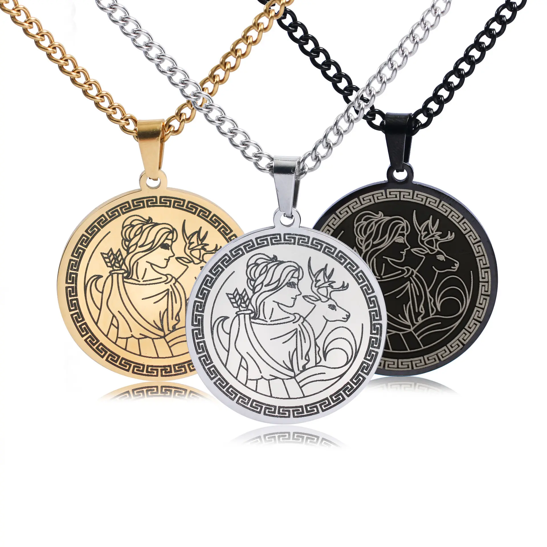 De Jachtgodin Van De 12e God Van Olympus De Ronde Roestvrijstalen Hanger Ketting Van Artemis