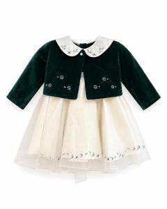 Gorgeous Velvet Embroidered <b>Girls</b>' Ensemble with <b>Bolero</b> for Formal Events - Product Image 3