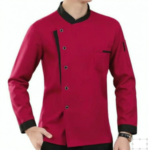 เสื้อเชฟแขนยาวผู้ชายผู้หญิงคอตั้งชุดยูนิฟอร์มครัวดีไซน์กระดุมเสื้อเชฟร้านอาหารเบเกอรี่ชุดทำงานทำอาหาร - Product Image 2