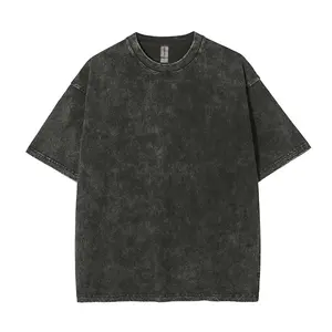 Individuelle hochwertige Unisex unbedruckte einfarbige 100 % Baumwolle Tropfen-Schulter übergroße Vintage Acid-Wash-T-Shirts mit Logo