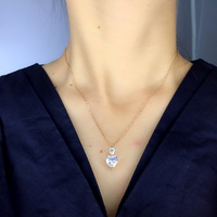 CAOSHI-collar con colgante de corazón blanco y amarillo puro para mujer, Gargantilla con diamantes de imitación, Circonia cúbica, zirconia, circonita, zirconita, diseño liso, venta al por mayor