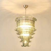 Lustre moderne élégant rond en cristal LED blanc chaud suspendu réglable en hauteur Solution d'éclairage pour installation de projet