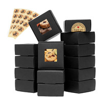 Emballage de savon cadeau de fête de vacances fenêtre transparente papier noir emballage de boîte de gâteau personnalisé Offre Spéciale