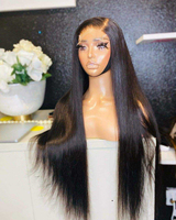 Perruque Lace Front HD 13x4 sans colle, cheveux humains brésiliens, ultra-lisses, 30 pouces, densité 200%, pré-épilée, pour usage quotidien