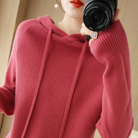 Pull tricoté à manches longues pour femme, style coréen, nouvelle collection printemps-automne, avec capuche, motif simple et coloré sur le devant, coupe ample
