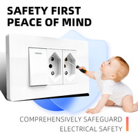 Panel de PC de 118 mm, Enchufe Eléctrico, Enchufe Estándar Brasileño, Interruptor de Luz de Pared, Control de Enchufe de Corriente, Enchufe de Seguridad