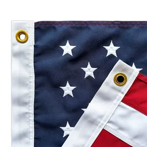 Fabriek Land Vlaggen Borduurwerk Ons Nationale Vlag Polyester Duurzaam Custom 3X5 Geborduurde Genaaide Strepen Amerikaanse Land Vlag