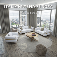 Ensemble de canapé d'angle en tissu moderne de luxe en forme de L avec design modulaire et pieds en bois pour salon
