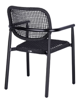 Chaises de jardin empilables modernes en aluminium avec accoudoirs en teck, confortables et légères pour hôtel, parc, villa
