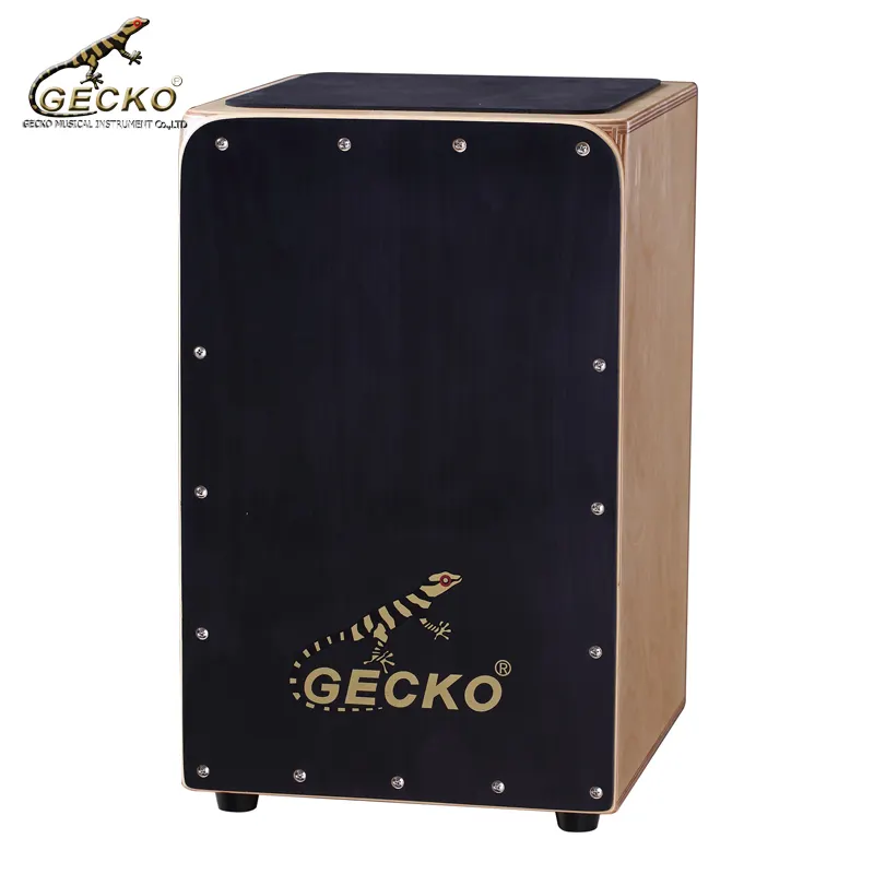 GECKO CL19BK Cajon box drum percussion instrument musical students training Black wood birch steel string cajon drum box