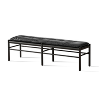 Echtes Leder gepolstert Massivholz Schlafzimmer möbel Faltbare Liege Cabrio Ausziehbare Bank Weiches Bett Holzrahmen