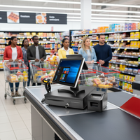 Système de point de vente à écran tactile de 15 pouces avec deuxième écran de 10 pouces, système de point de vente à double écran tout-en-un, machine de point de vente Windows 10