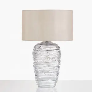 Blauw Helder Glas Bureaulamp Tafellamp Glas Met Drum Lampenkap Voor Salontafel Decor Project