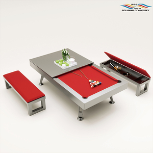 Table de billard d'extérieur convertible de luxe S.Q.F, toutes saisons, avec plateau de repas en cuir, pour villa, patio, toutes saisons - Product Image 6