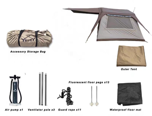 7.29 ㎡   Aufblasbares Campingzelt mit Wasserdichter Matte und Regenschutz, Vordach, Wärmeisolierung und für Familien-Camping - Product Image 6