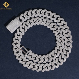 Cheap Factory Price Cuban Chain Necklace Solid 925 Sterling Silver VVS Moissanite Iced Out Cube <b>Cushion</b> Link Chain Gift - Product Image 1