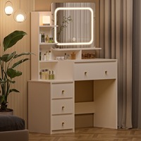 Miroir de maquillage en bois personnalisé, table de toilette moderne pour chambre à coucher, vente en gros, MOQ 100