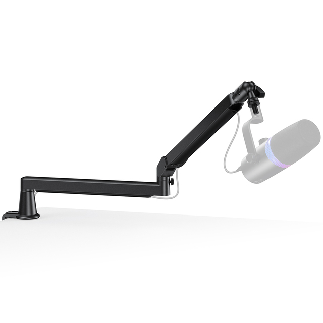 AS17S Aluminum Cable Management Microfone Arm Free Rotate Desktop Podcast Live Streaming Online Interview Host Mic Clip Boom Arm