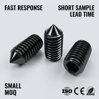 Vis sans tête à embase conique DIN914 en acier au carbone oxydé noir, classe 10.9 12.9, filetage grossier pour l'automatisation