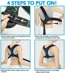 Bantalan penopang punggung atas pria dan wanita, pita korektor postur pelurus bahu <span class=keywords><strong>Neoprene</strong></span>, penahan punggung atas - Product Image 4