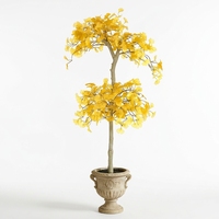 Plantes et arbres artificiels de Ginkgo jaunes, feuilles dorées en forme d'éventail, réalistes, pour la décoration intérieure et extérieure du jardin, lavables et durables