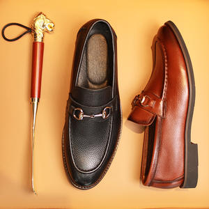 รองเท้าเดรสผู้ชายสไตล์อังกฤษคุณภาพสูง แบบลำลอง ทรงนุ่ม ลายลิ้นจี่อิตาลี - Product Image 4