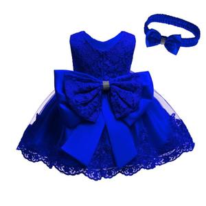 Abiti da Principessa per <span class=keywords><strong>Neonata</strong></span> 90-120cm 3M-24M, <span class=keywords><strong>Vestito</strong></span> con Pizzo, Fiori e Fiocco per Feste di Compleanno - Product Image 1