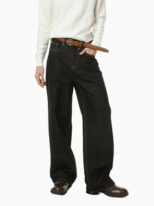 Jeans de Invierno para Hombre, Estilo Hip Hop Americano Clásico, Color Negro, Estampado Lavado, para Uso Diario, Cómodos y de Corte Holgado - Product Image 2