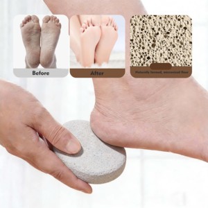 Removedor de callos de piedra pómez con logotipo personalizado, removedor de callosidades de suelo volcánico natural negro con herramienta de <span class=keywords><strong>pedicura</strong></span> para talones y palmas de madera para el hogar - Product Image 6