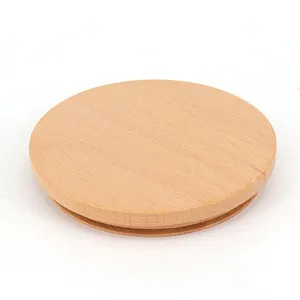Custom Engraving Eco Friendly Airtight Wood Caps Cover For Beer Can Glass Storage Wooden Lids for Jars