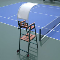Chaise d'arbitre de tennis professionnelle en acier - Support d'arbitre de 1,9 m avec sièges en bois et auvent pour les matchs de tournoi