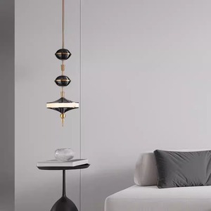 Lampe suspendue moderne ovale noire E27 LED avec interrupteur pour chambre à coucher, salle à manger, luminaire - Product Image 2