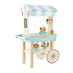 Wooden Toy Role Play Ice Cream Trolley | Boys Or Girls Pretend Play Toy Food Candy Cart Cupcake Stand Wood Candy Cart