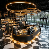 Conception d'intérieur de bar de luxe, mobilier de bar complet sur mesure, comptoir de bar lumineux en marbre noir pour club, mobilier de salon de bar à vendre
