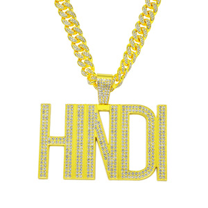 Collier chaîne cubaine épaisse style vidéo musicale, entièrement orné de cristaux étincelants, accessoire bling-bling - Product Image 1