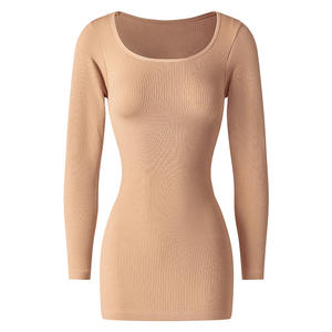 ملابس نسائية عصرية كاجوال بضلع فستان أساسي بلون طويل الأكمام للبنات خريف ربيع ملابس نسائية للنساء - Product Image 3