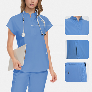 Ensemble de blouses d'infirmière esthétique ajustées, uniforme de designer pour centre de médecine esthétique, tunique extensible 4 directions pour <span class=keywords><strong>clinique</strong></span> de chirurgie esthétique - Product Image 2