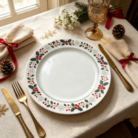 Assiettes de présentation plates personnalisables de luxe en PP pigmenté, 13 pouces, légères, durables, réutilisables, 50 pièces, pour mariage, dîner, maison, hôtels
