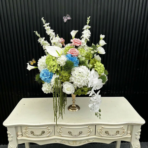 Ramo de Flores de Seda <span class=keywords><strong>Blanco</strong></span> y Verde en Oferta, Decoración Colgante 5D, Flor Artificial Decorativa para Bodas, Decoración del Hogar, Centro de Mesa - Product Image 1