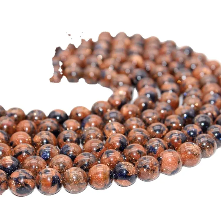 bulk semi-precious gold stone natural mix black sand stone beads