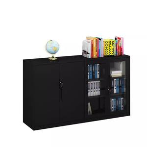 ตู้เก็บเอกสารสีดำระดับไฮเอนด์ พร้อมบานกระจกและลิ้นชักล็อคได้ 8 ชั้น ตู้เก็บของสำนักงาน ตู้หนังสือโลหะ รุ่น MB986664 - Product Image 3