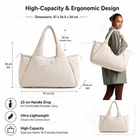 Tas Tote Gym Polyester Anti Air Ultra Ringan Custom Grosir dengan Tali Serut yang Dapat Disesuaikan dan Kantong Botol Air untuk Wanita