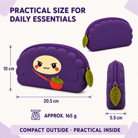 Étui à crayons en silicone personnalisé, personnage original Kawaii, pochette à crayons à fermeture éclair, fabricant OEM ODM pour la rentrée scolaire