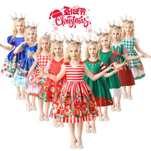 Impressão das crianças do traje de Santa do natal do floco de neve elf traje infantil vestido de festa roupa de crianças personalizado