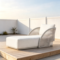 Chaise longue d'extérieur de luxe en forme d'éventail, en corde tressée, avec cadre en aluminium et coussin imperméable, pour villa, hôtel, patio – Fabrication OEM