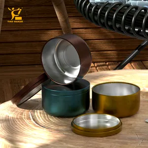 锡制蜡烛粉罐带盖茶容器50毫升金属空铝豪华金属板铝盒礼品工艺
