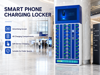 Casier de recharge pour smartphone à 40 portes avec écran publicitaire, station de recharge mobile sécurisée en libre-service pour centres commerciaux et aéroports