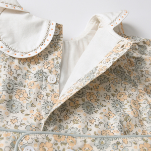 Automne manches longues filles robe à la main smocké col blanc avec bouton impression florale enfants bébé fille robes - Product Image 6