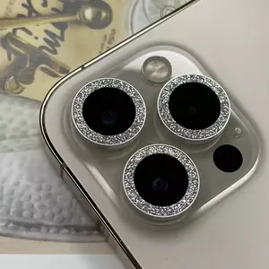 相机镜头保护器迷你钻石相机金属环玻璃适用于iphone 11 12 13 14 Pro max保护器